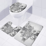 Tribal Indian Bull Skull Print 3 Piece Bath Mat Set