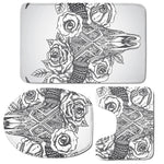 Tribal Indian Bull Skull Print 3 Piece Bath Mat Set