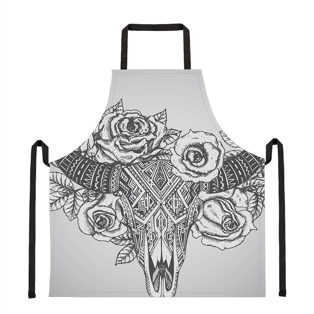 Tribal Indian Bull Skull Print Apron