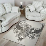 Tribal Indian Bull Skull Print Area Rug