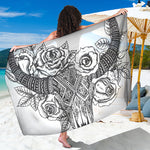 Tribal Indian Bull Skull Print Beach Sarong Wrap