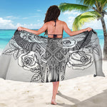 Tribal Indian Bull Skull Print Beach Sarong Wrap