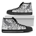 Tribal Indian Bull Skull Print Black High Top Sneakers