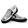 Tribal Indian Bull Skull Print Black Slip On Sneakers
