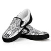 Tribal Indian Bull Skull Print Black Slip On Shoes