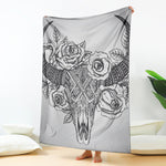 Tribal Indian Bull Skull Print Blanket