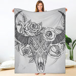 Tribal Indian Bull Skull Print Blanket
