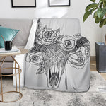 Tribal Indian Bull Skull Print Blanket