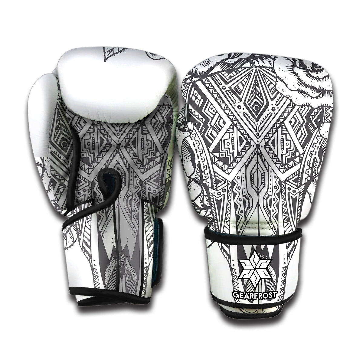 Tribal Indian Bull Skull Print Boxing Gloves