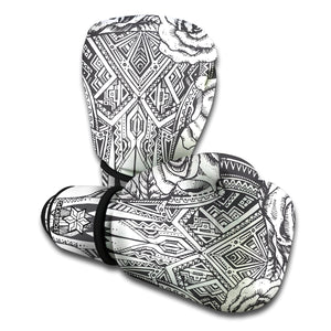 Tribal Indian Bull Skull Print Boxing Gloves