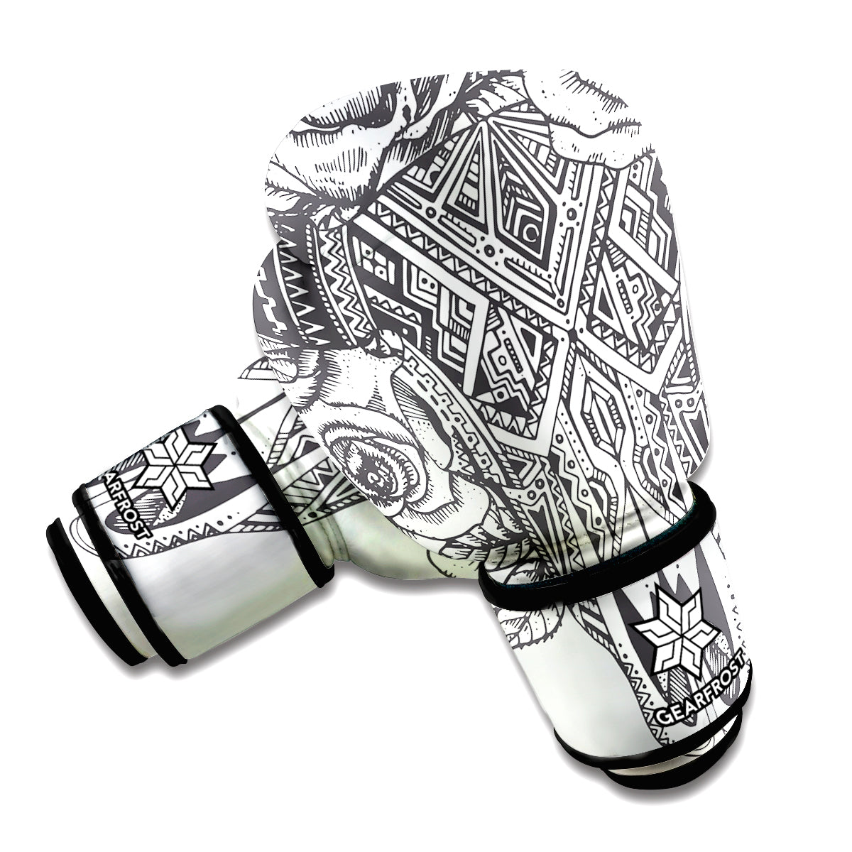 Tribal Indian Bull Skull Print Boxing Gloves