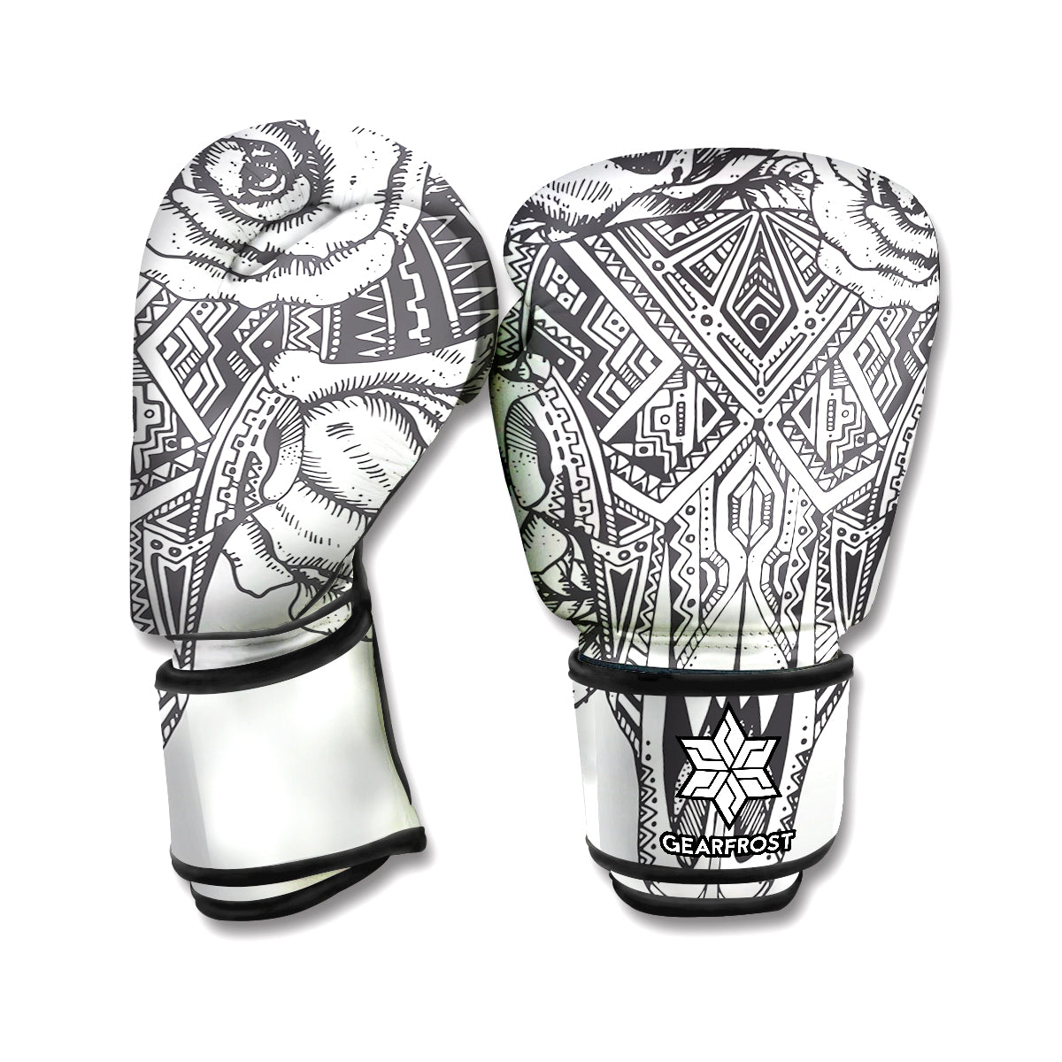 Tribal Indian Bull Skull Print Boxing Gloves