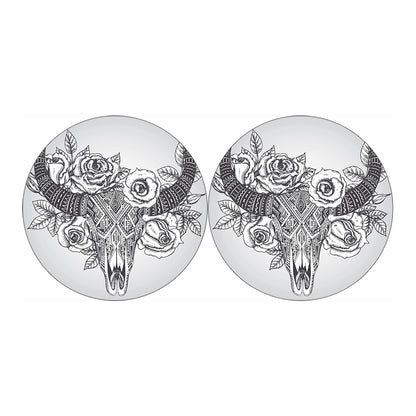 Tribal Indian Bull Skull Print Car Coasters