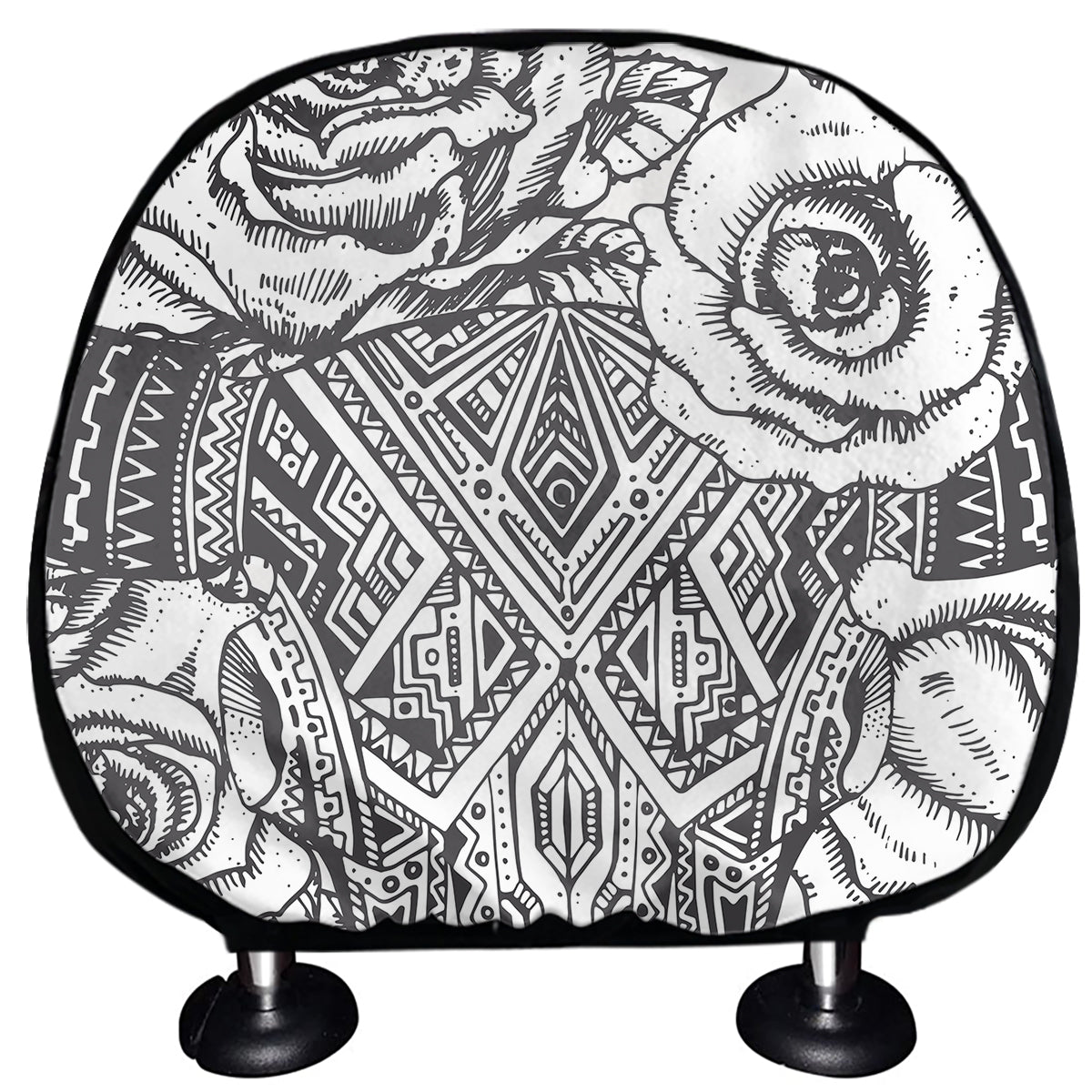 Tribal Indian Bull Skull Print Car Headrest Covers