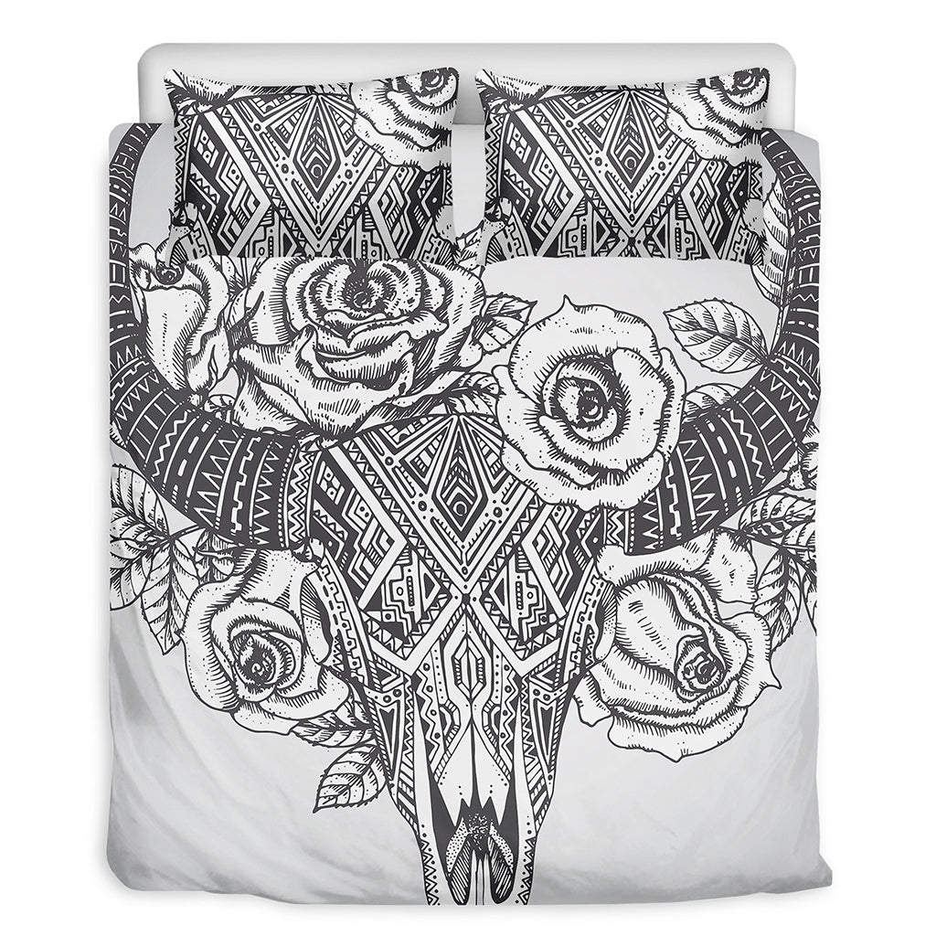 Tribal Indian Bull Skull Print Duvet Cover Bedding Set