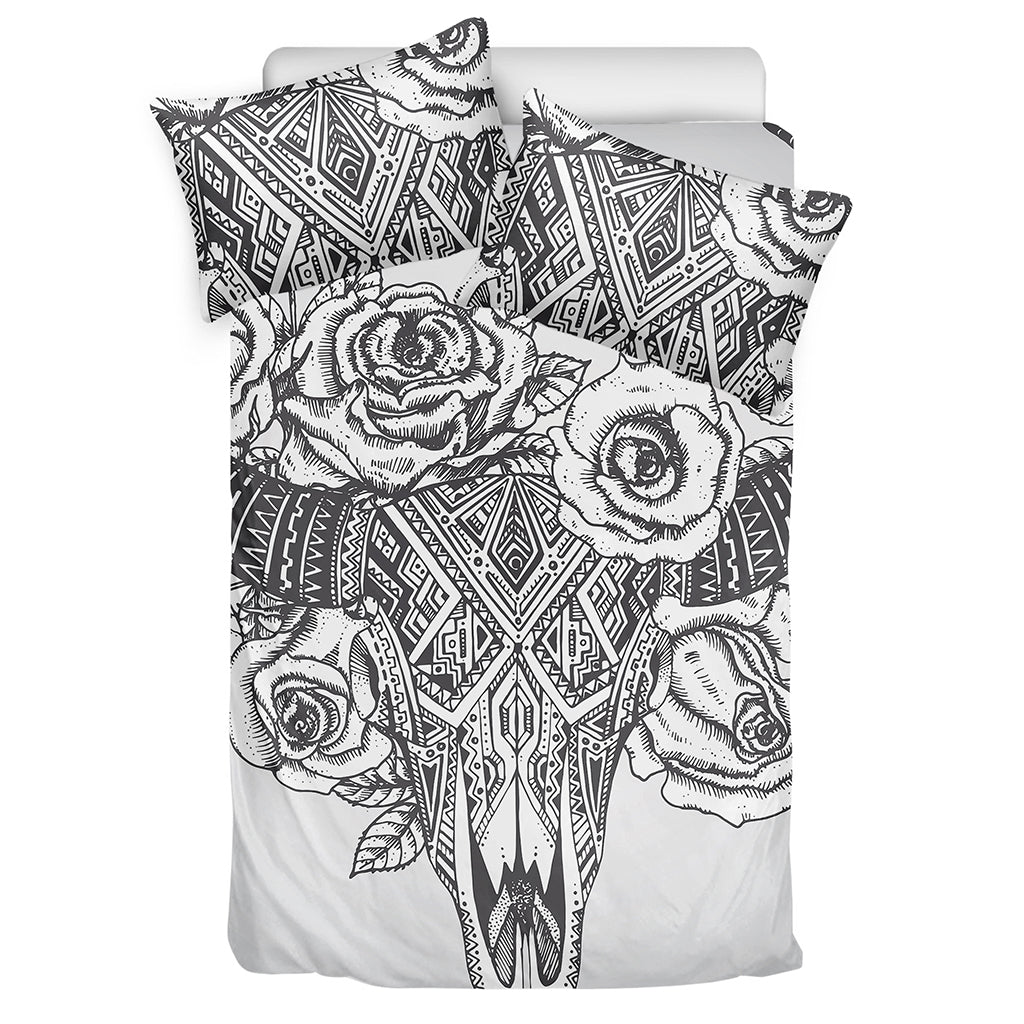 Tribal Indian Bull Skull Print Duvet Cover Bedding Set