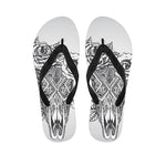 Tribal Indian Bull Skull Print Flip Flops