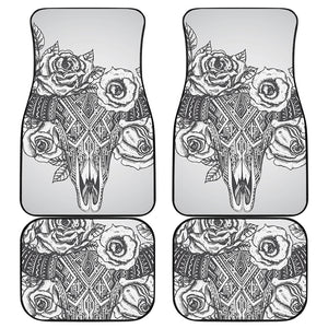 Tribal Indian Bull Skull Print Front and Back Car Floor Mats