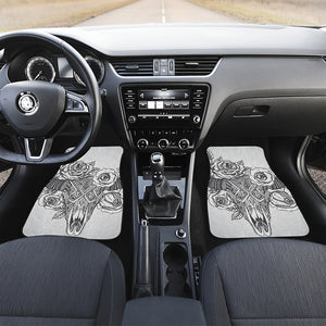 Tribal Indian Bull Skull Print Front and Back Car Floor Mats