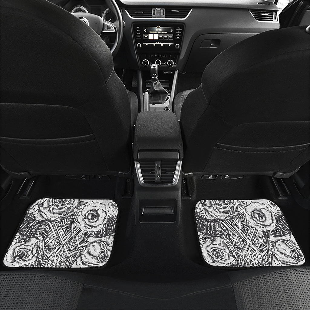 Tribal Indian Bull Skull Print Front and Back Car Floor Mats