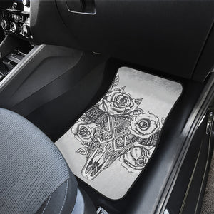 Tribal Indian Bull Skull Print Front and Back Car Floor Mats