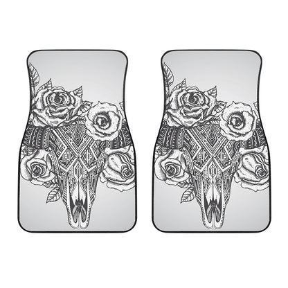Tribal Indian Bull Skull Print Front Car Floor Mats