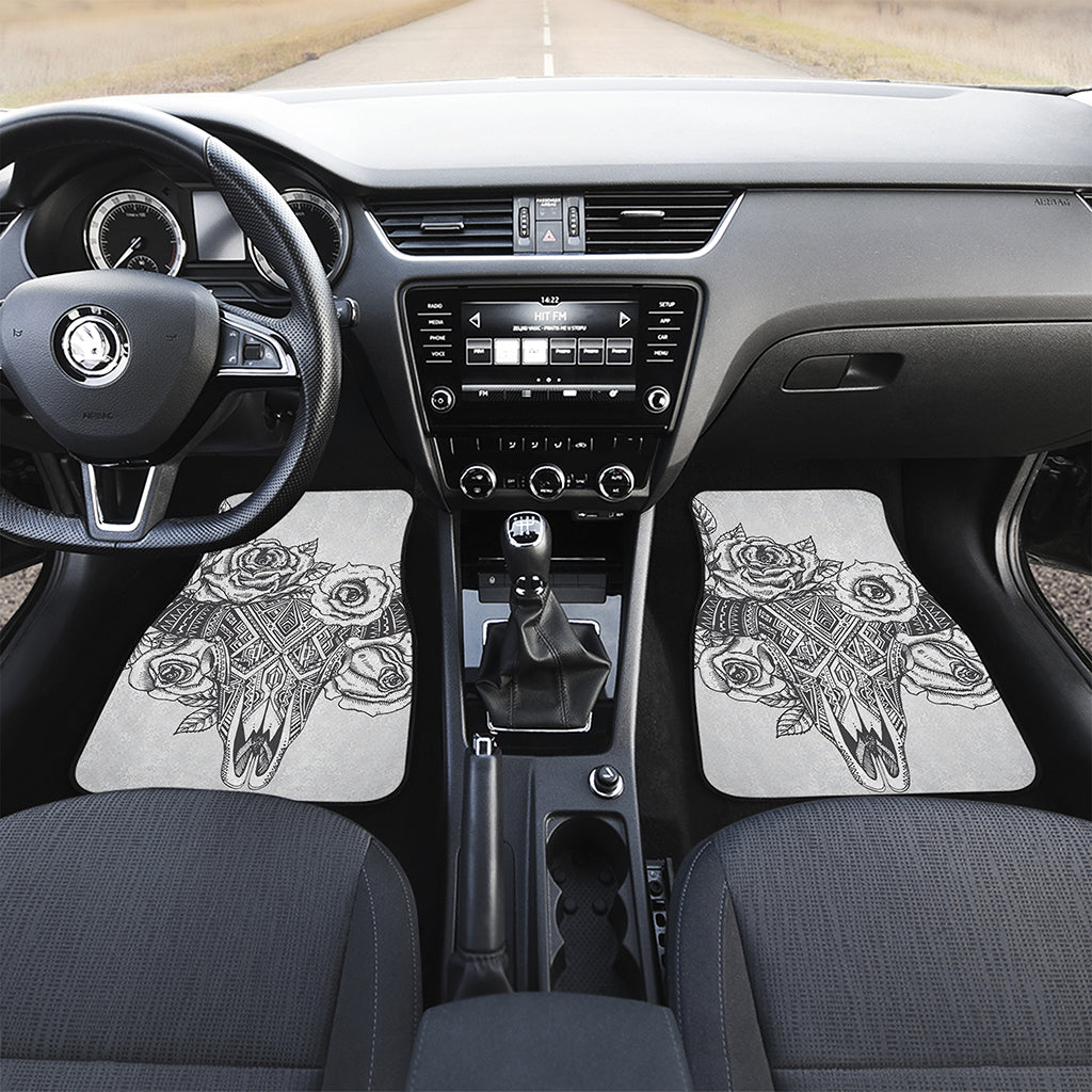 Tribal Indian Bull Skull Print Front Car Floor Mats