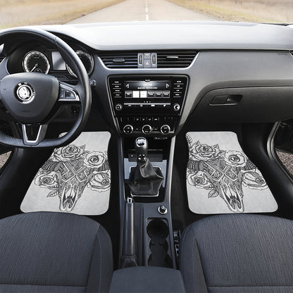 Tribal Indian Bull Skull Print Front Car Floor Mats