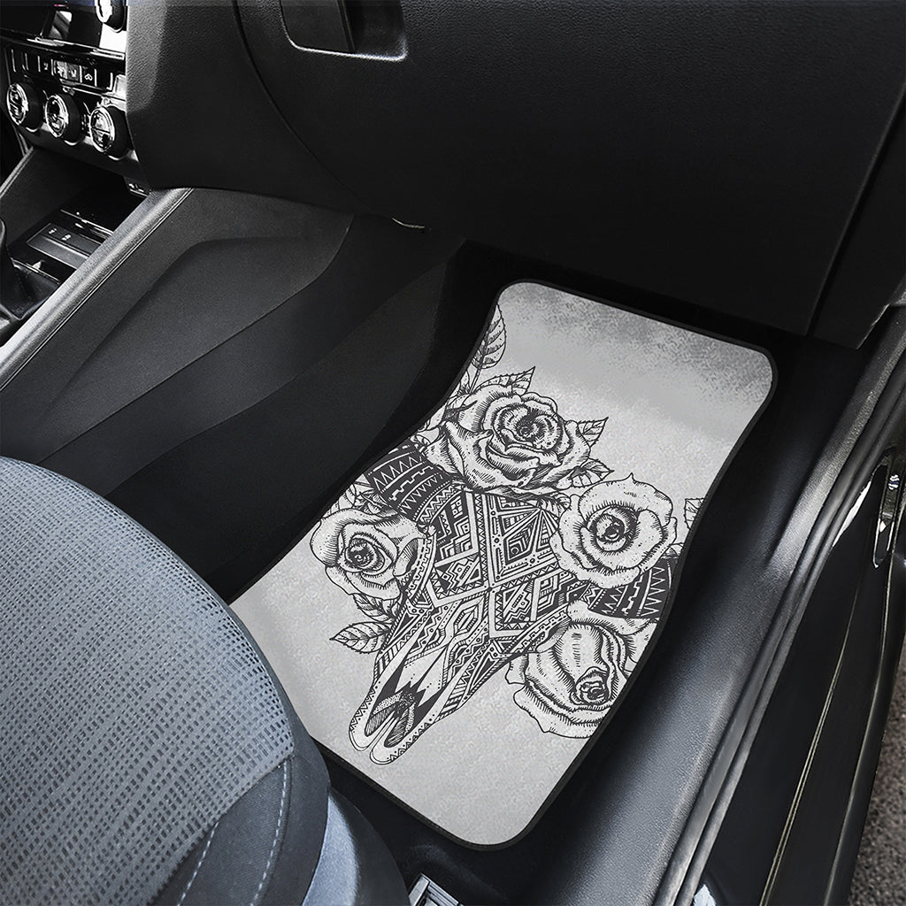 Tribal Indian Bull Skull Print Front Car Floor Mats