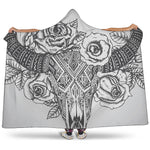 Tribal Indian Bull Skull Print Hooded Blanket