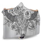 Tribal Indian Bull Skull Print Hooded Blanket