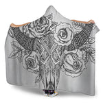 Tribal Indian Bull Skull Print Hooded Blanket