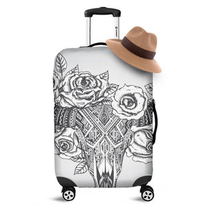 Tribal Indian Bull Skull Print Luggage Cover