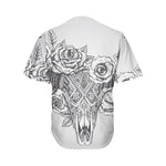 Tribal Indian Bull Skull Print Men's Baseball Jersey