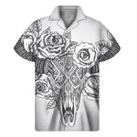 Tribal Indian Bull Skull Print Men's Short Sleeve Shirt