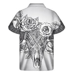 Tribal Indian Bull Skull Print Men's Short Sleeve Shirt