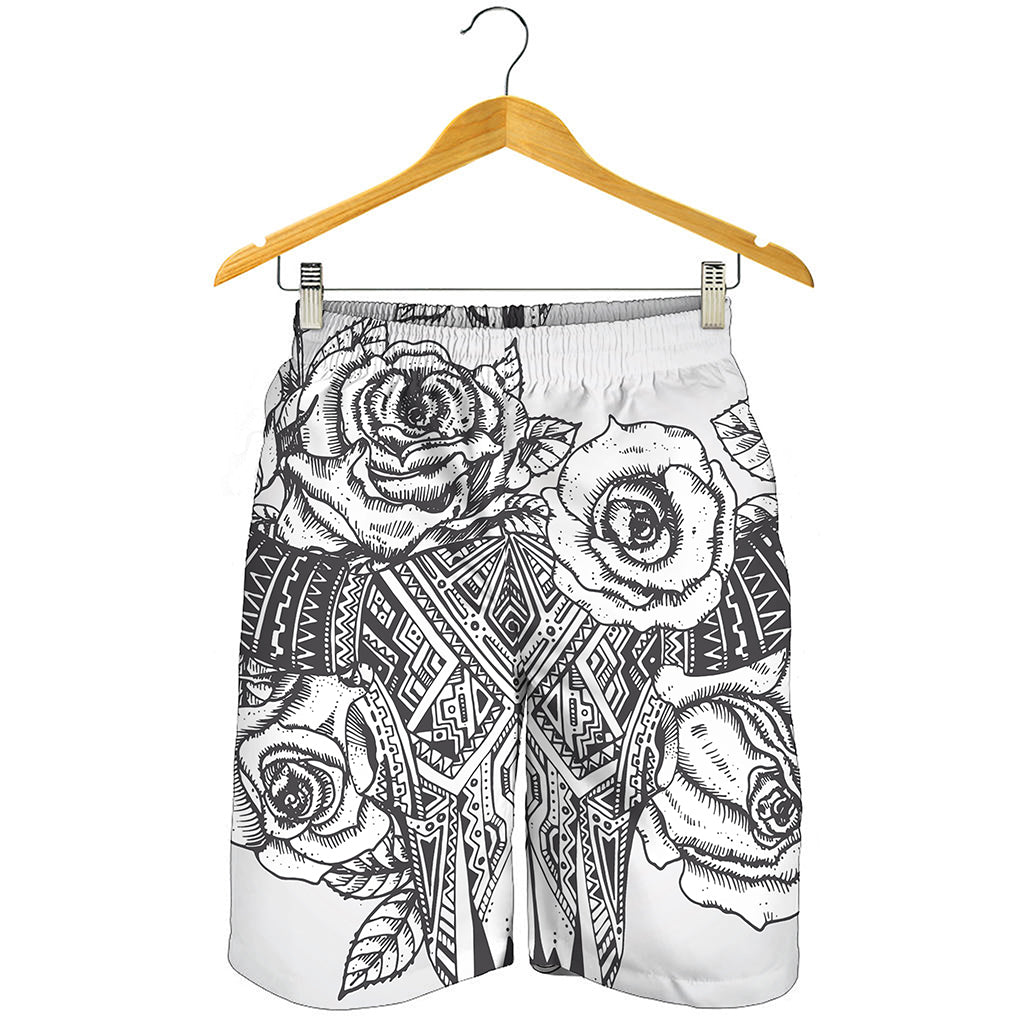 Tribal Indian Bull Skull Print Men's Shorts