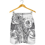 Tribal Indian Bull Skull Print Men's Shorts