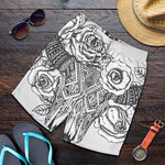 Tribal Indian Bull Skull Print Men's Shorts