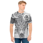 Tribal Indian Bull Skull Print Men's T-Shirt