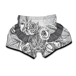 Tribal Indian Bull Skull Print Muay Thai Boxing Shorts