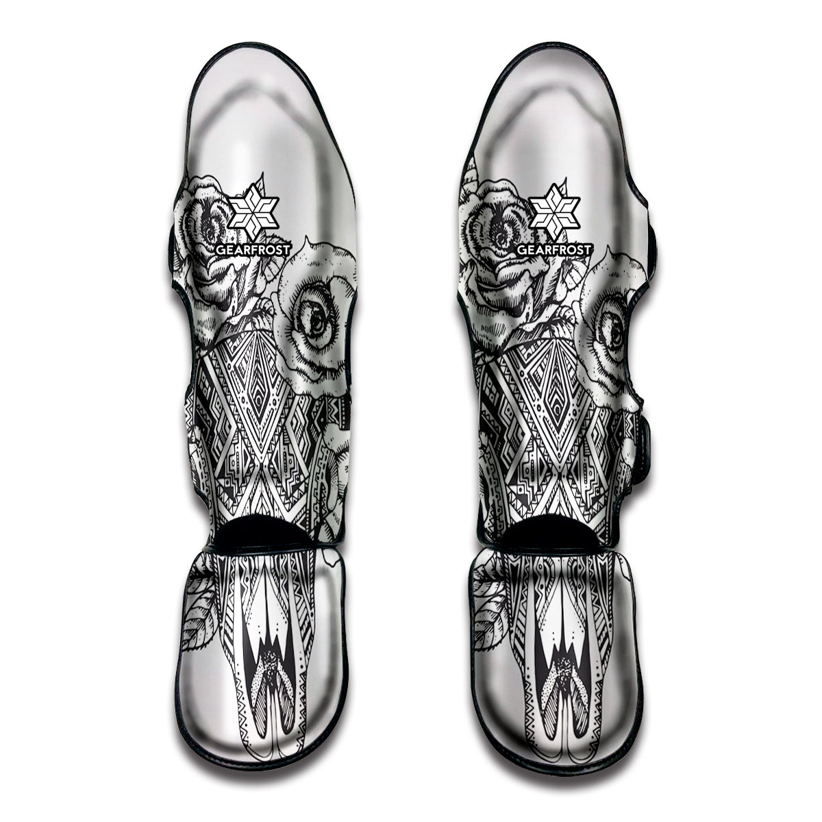 Tribal Indian Bull Skull Print Muay Thai Shin Guard