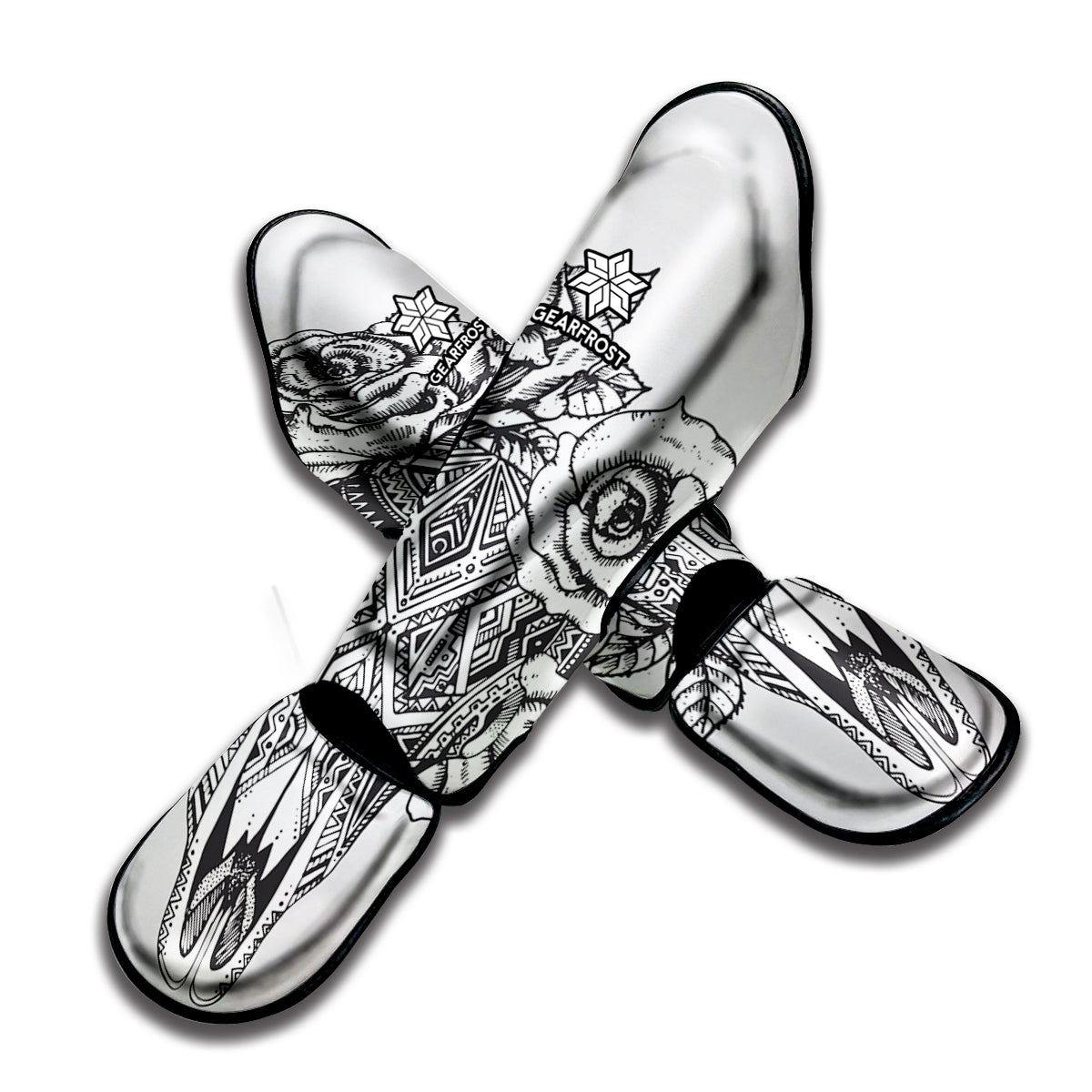 Tribal Indian Bull Skull Print Muay Thai Shin Guard