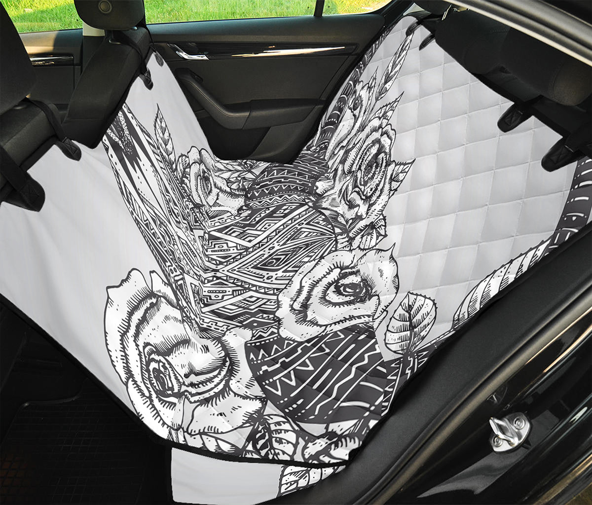 Tribal Indian Bull Skull Print Pet Car Back Seat Cover