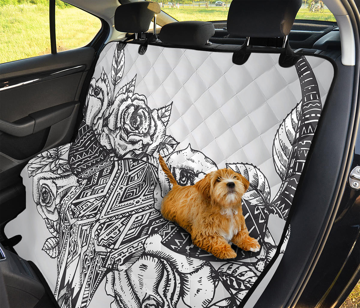 Tribal Indian Bull Skull Print Pet Car Back Seat Cover