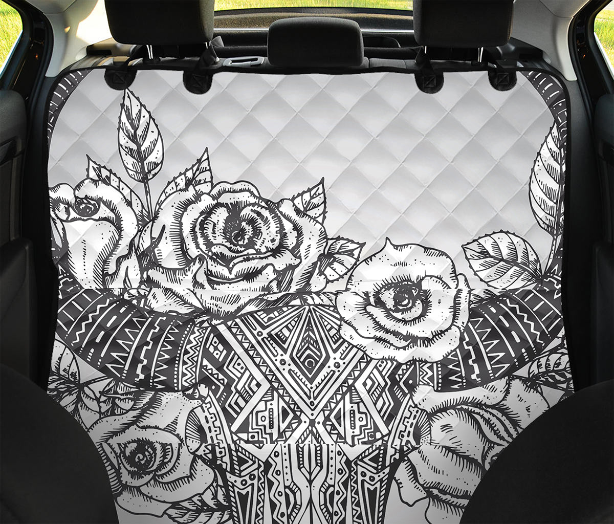 Tribal Indian Bull Skull Print Pet Car Back Seat Cover