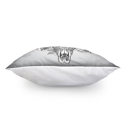 Tribal Indian Bull Skull Print Pillow Cover