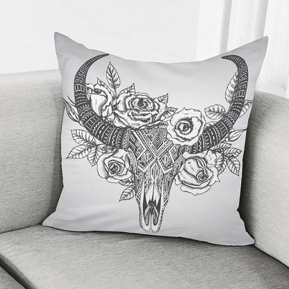 Tribal Indian Bull Skull Print Pillow Cover