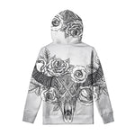 Tribal Indian Bull Skull Print Pullover Hoodie