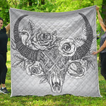 Tribal Indian Bull Skull Print Quilt